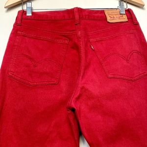 Red Levi’s Denim Wedgie - Cropped with Raw Hem
